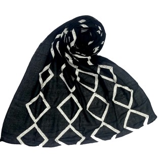 Designer Zig Zag Grid Hijab - Black